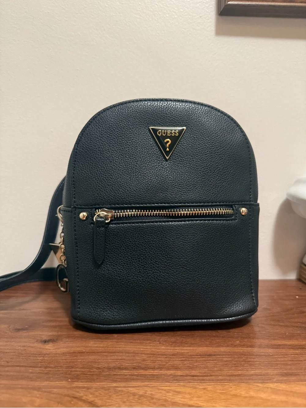 Guess 2 in 1 Black Mini Backpack with Silver Hardware